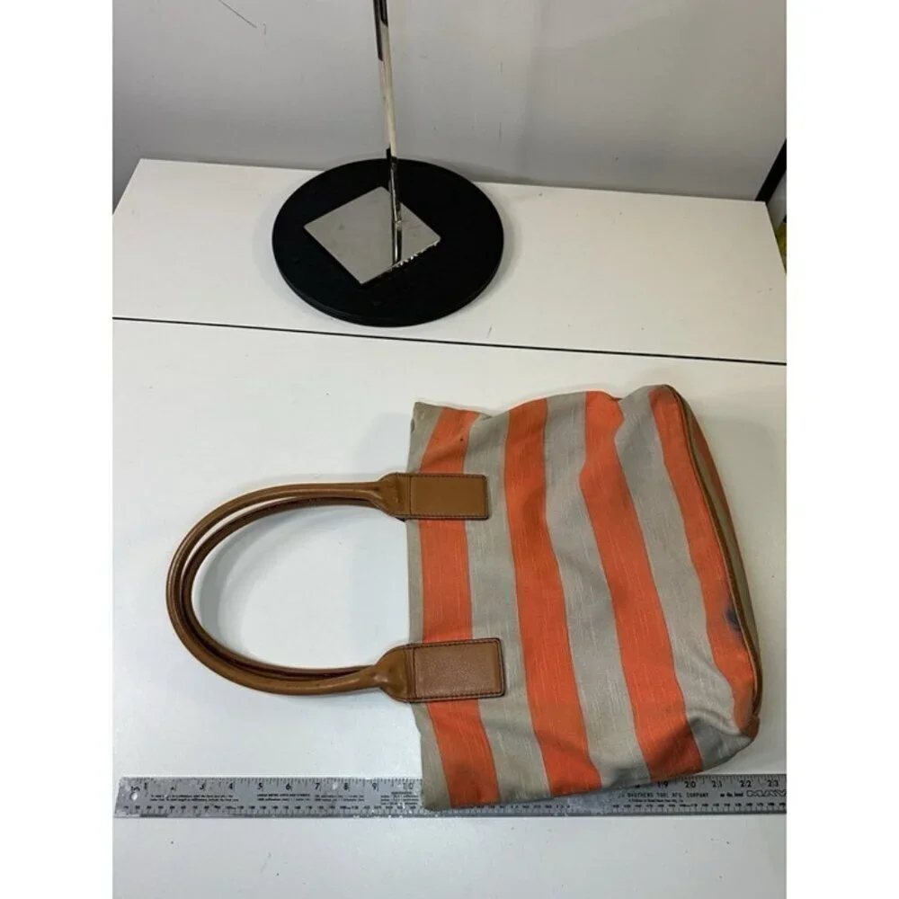 Kate Spade New York Bon Shopper Jubilee Stripe Coral/Natural Stripe Purse